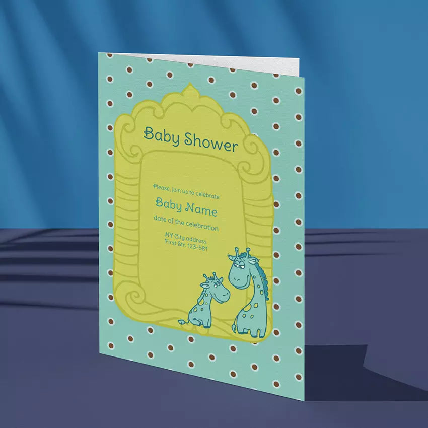 Personalised Baby Shower Invitation Card - Giraffes