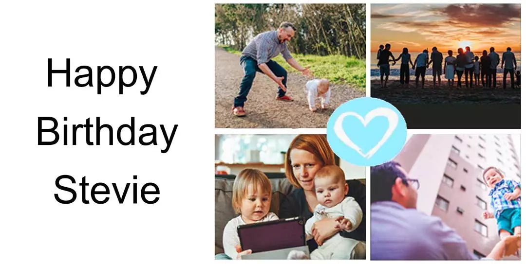 Photo Collage Personalised Mug with Blue Heart - Add Photos & Text