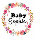 Personalised Pocket Bib with a Pink Haven Wreath Design - Add Name