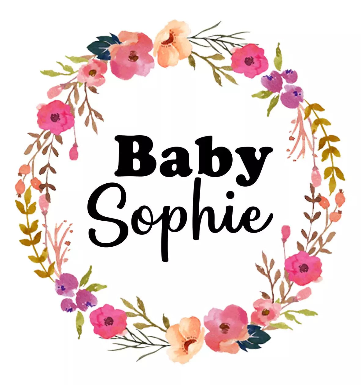 Personalised Pocket Bib with a Pink Haven Wreath Design - Add Name