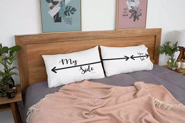 Personalised Couple Pillow Covers Gift - 'My Side Your Side'