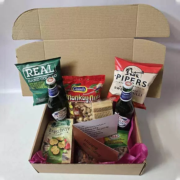 Peroni Beer Bottles and Snacks Hamper with Personalised Message