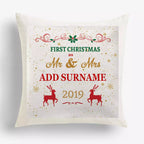 First Christmas as Mr & Mrs - Personalised Christmas Cushion - Add Surname