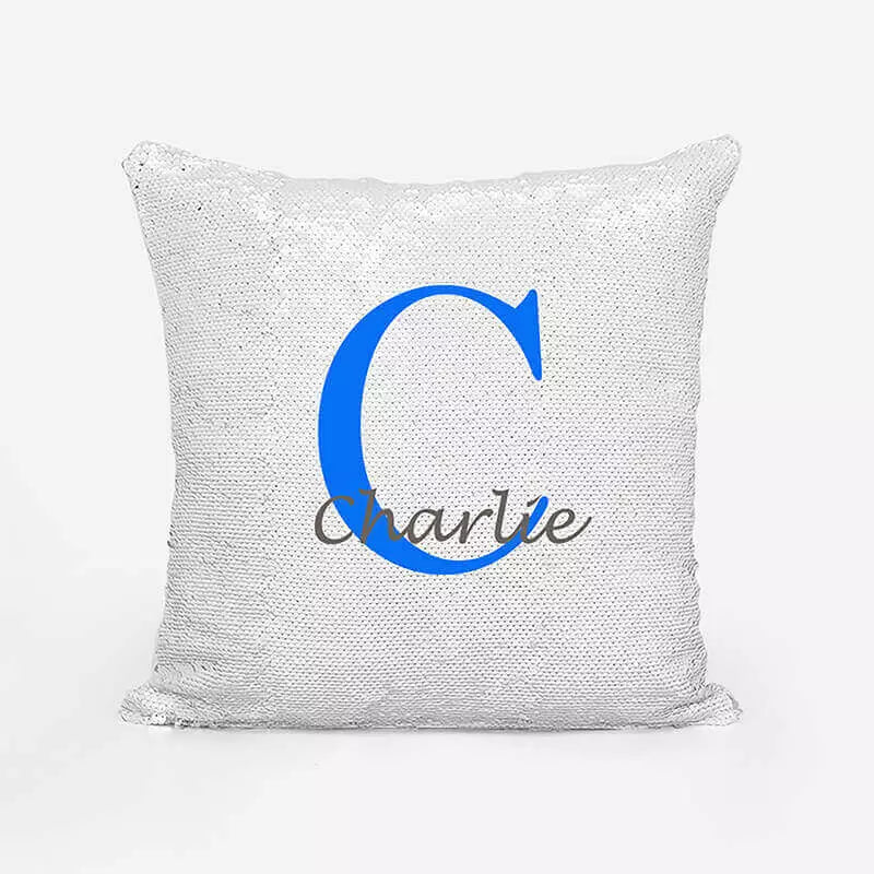 Personalised Sequin Magic Cushion For Him - Add Initial