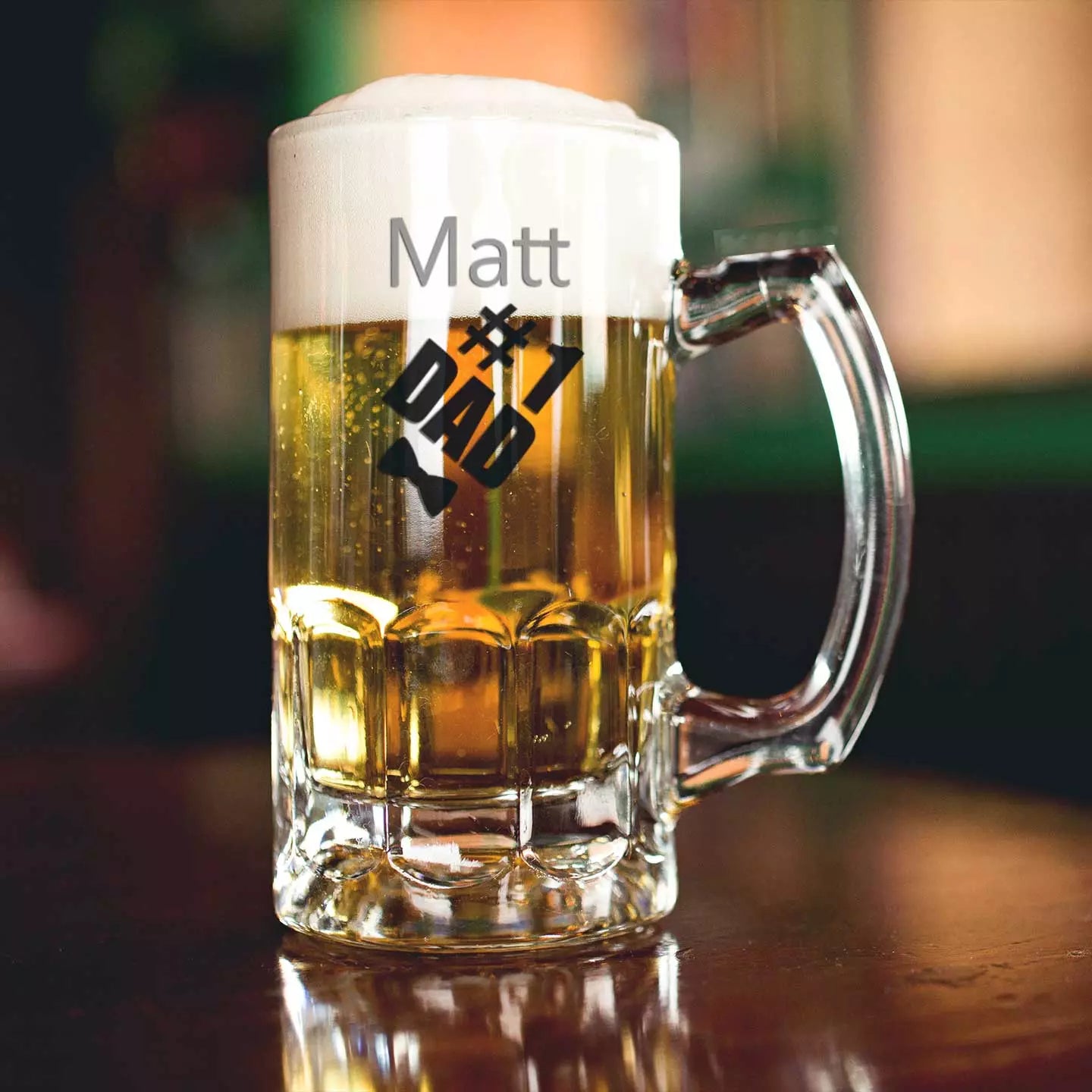 Number 1 Dad' Father's Day Beer & Snacks Hamper with a Personalised Pint Tankard Glass