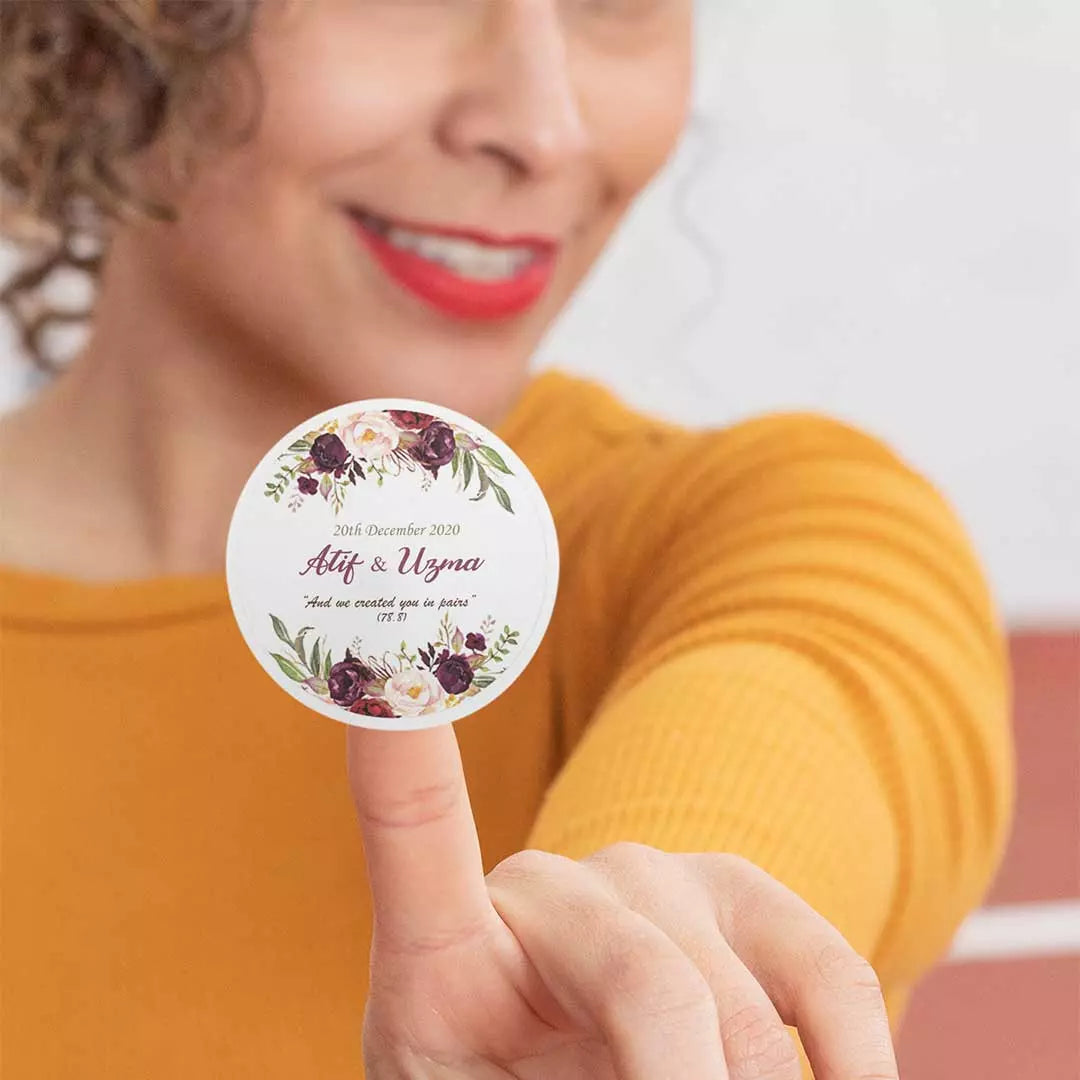 Personalised Labels-Invitations-Stickers - Dark Flowers Wreath