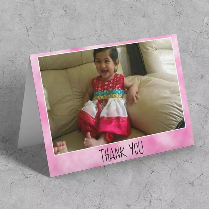 Personalised Pink Folded Photo Card with Message