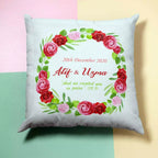 Personalised MultiColour Square Wreath Cushion - Add Names/Dates