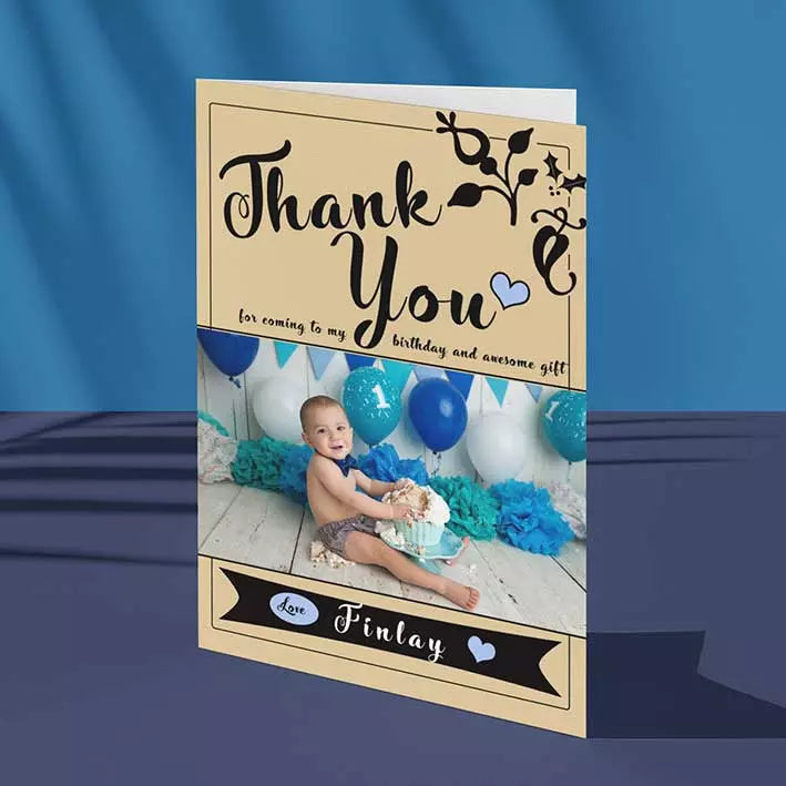 Personalised Thank You Folded Card for Birthday Gift