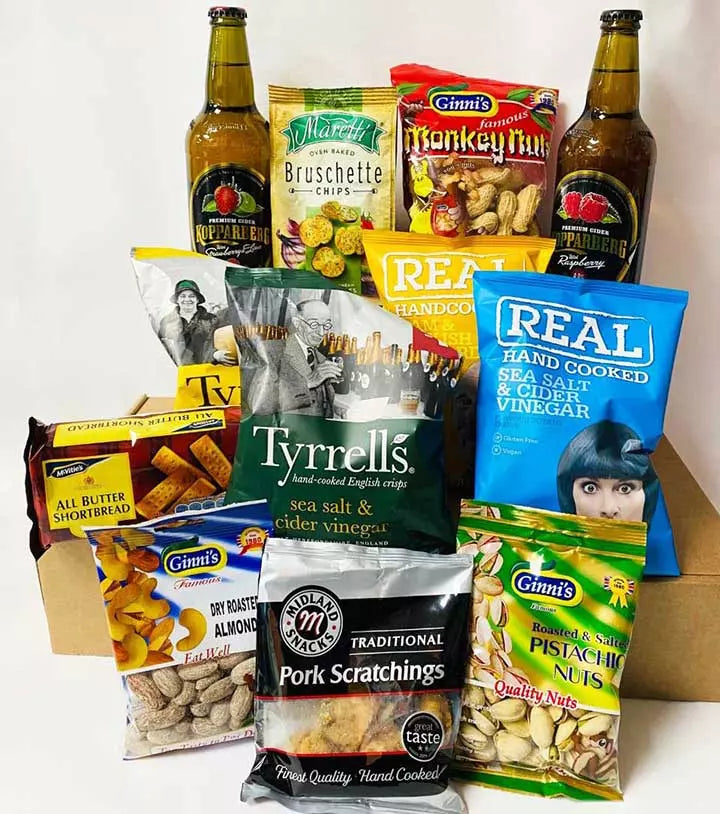Kopparberg Premium Cider and Snacks Hamper with Personalised Christmas Card