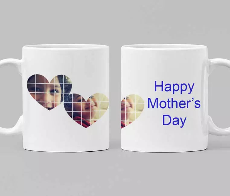 Personalised Hearts Photo Mug - Add Photos & Name