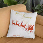 Personalised Flying Reindeer & Santa Christmas Cushion