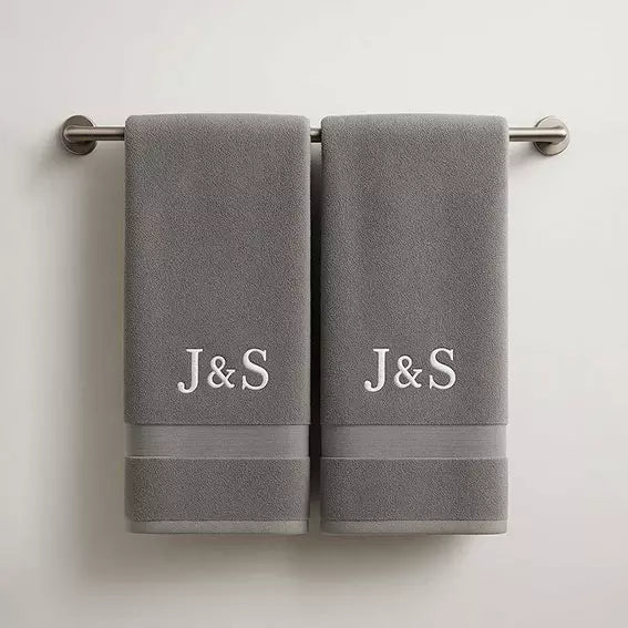 Personalised Initials Couples Embroidered Towels