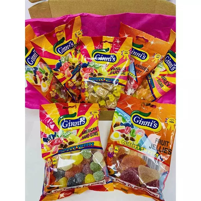 PostBox Ginniâ€™s Sweets Selection Box Hamper - with Personalised Card