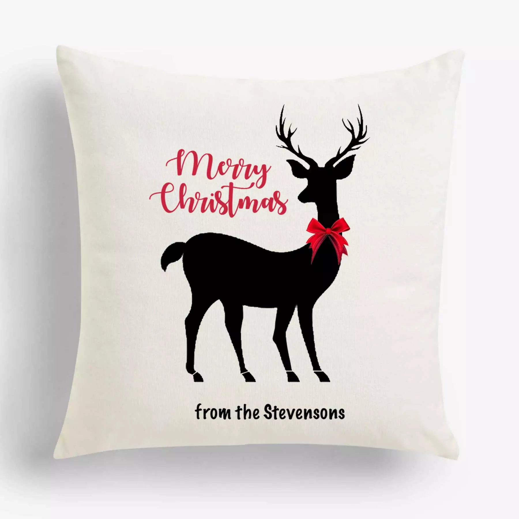 Personalised Reindeer Christmas Cushion - Add Name