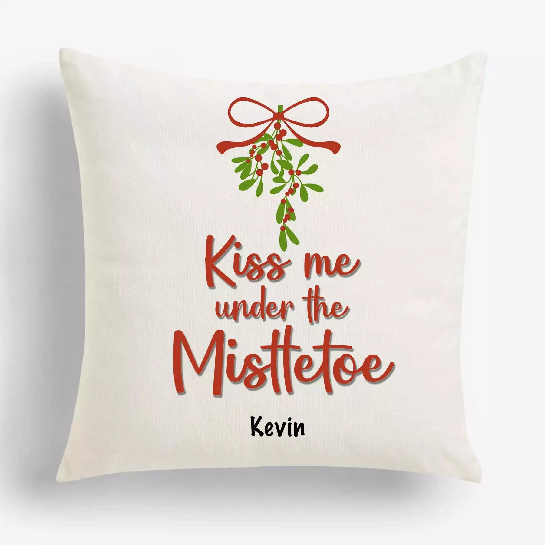 Kiss Me Under the Mistletoe - Personalised Christmas Cushion