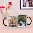 Personalised Coloured Inside Mug with 2 Photos & Text - Choose Mug Colour