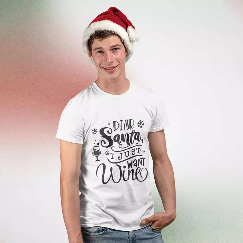 PersonalisedÂ "Dear Santa, I Just Want Wine" t-Shirt