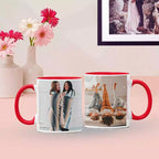 Personalised Coloured Inside Mug with 2 Photos & Text - Choose Mug Colour