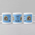 Sorry I'm Awesome' Personalised Photo Mug (Blue)