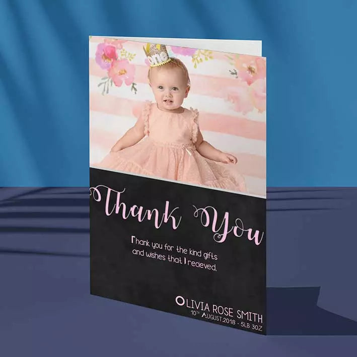 Personalised Photo & Text Folded Card (Pink)