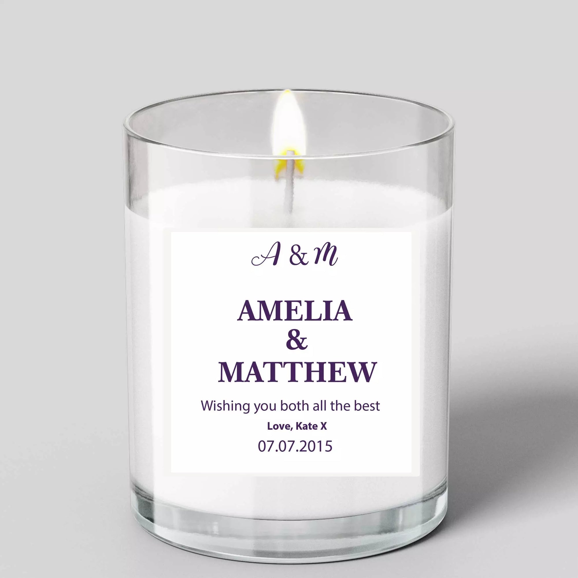 Personalised Couple Glass Scented Candle with Lid - Add Names & Message