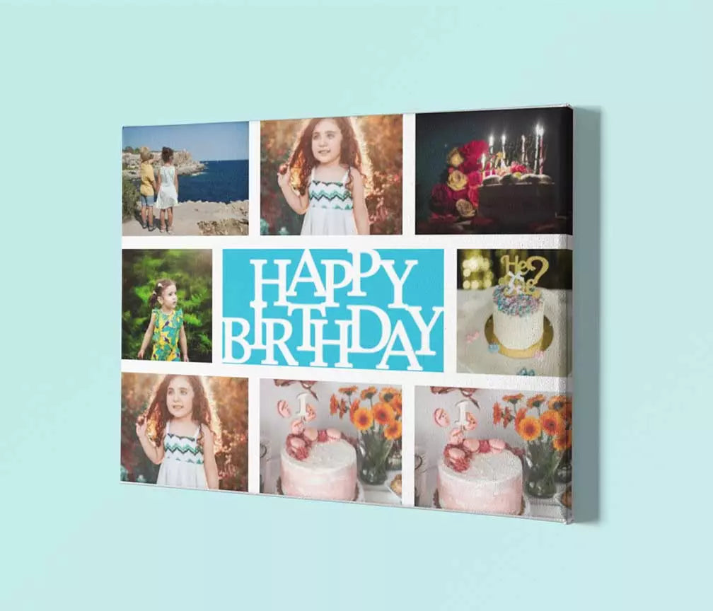 Personalised Birthday Photo Canvas | Custom Birthday Collage Wall Art