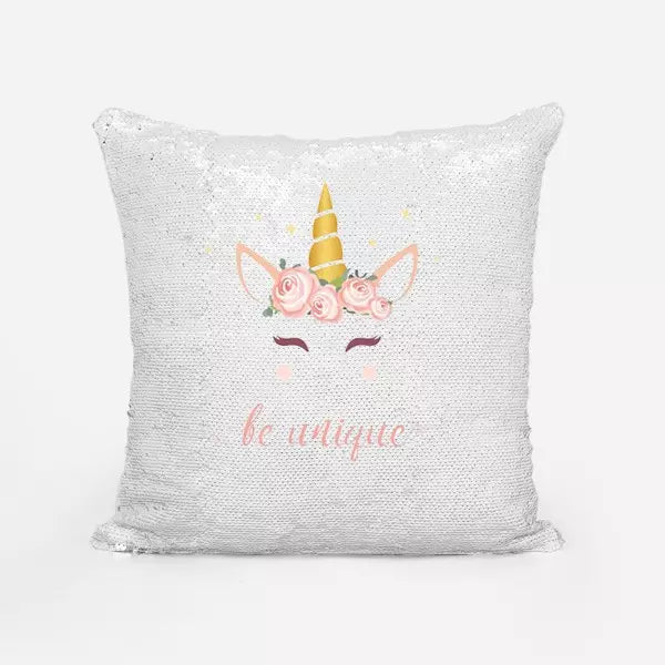 Personalised Be Unique Unicorn Sequin Magic Cushion Cover