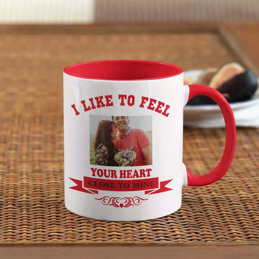 I Like to Feel Your Heart' - Personalised Colour Inside Mug