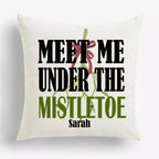 Personalised 'Meet Me Under the Mistletoe' Christmas Cushion - Add Name