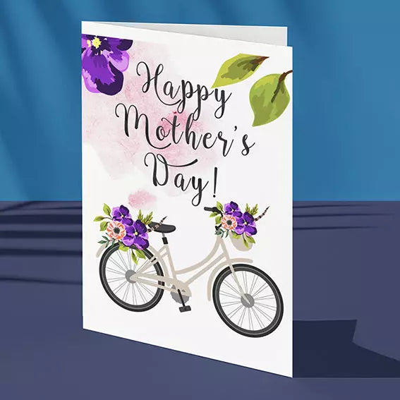 Personalised Photo Folded Card for Mother's Day - Bike with Flower Basket