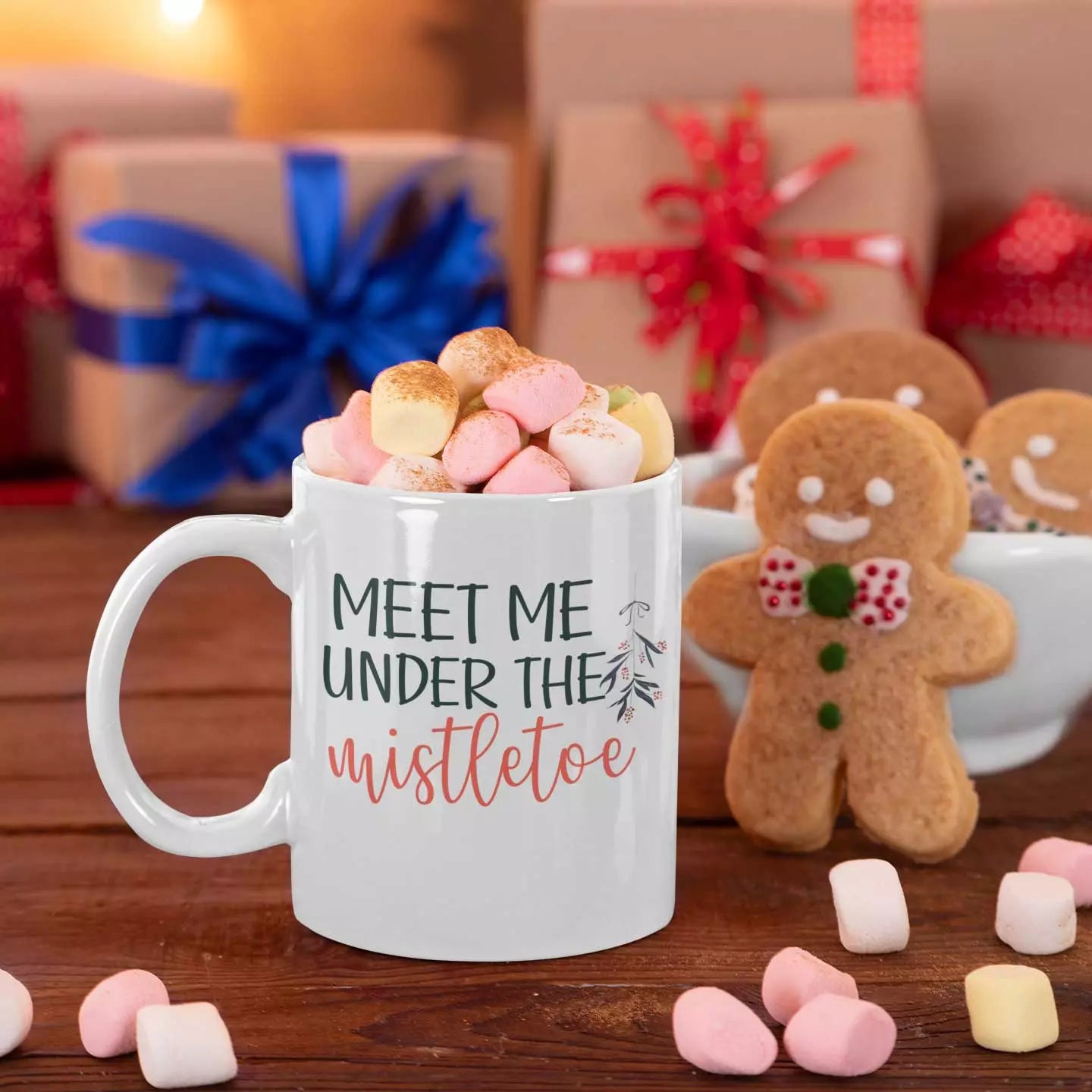 Personalised 'Meet Me Under The Mistletoe' Christmas Mug - Add Name
