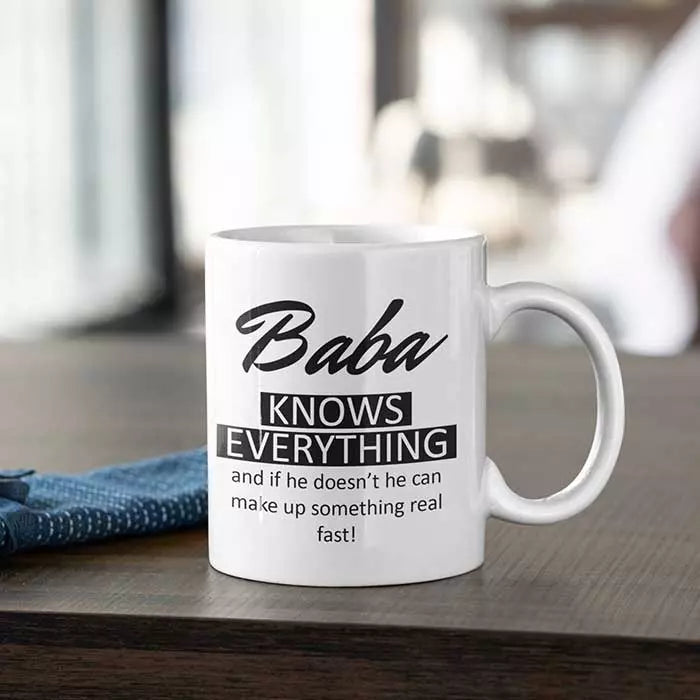 Baba Knows Everything' Personalised Mug for Father/Dad