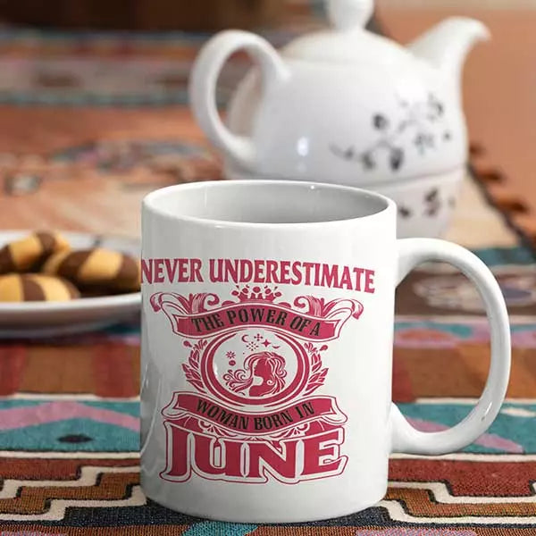 Never Underestimate the Power of Woman Born in (Month) - Birthday Mug