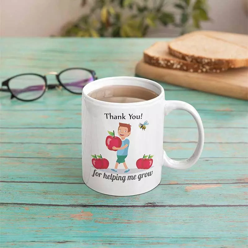 Personalised Thank You Teacher for Helping me Grow Mug