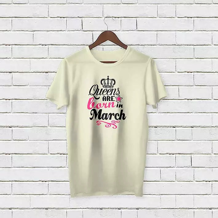 Personalised Queens are Born in March T-Shirt