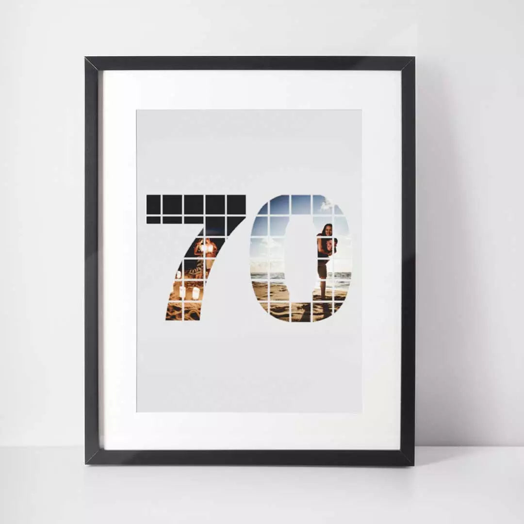 Personalised 2 Photo Collage Wall Art - 70 Years