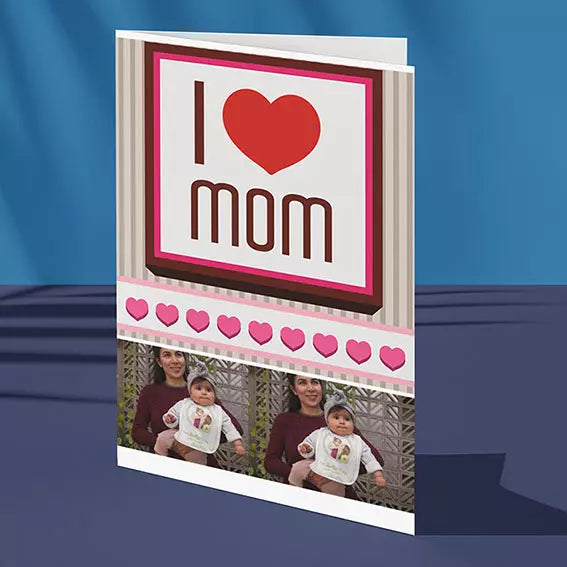 Personalised 'I Heart Mom' Photo Folded Card
