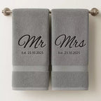 Personalised Mr & Mrs Est. Date Couples Embroidered Towels