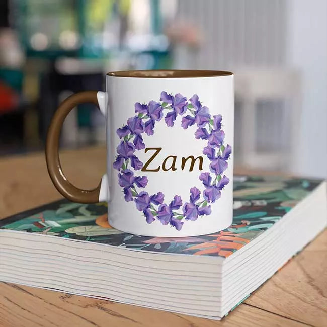 Personalised Purple Wreath Name Mug