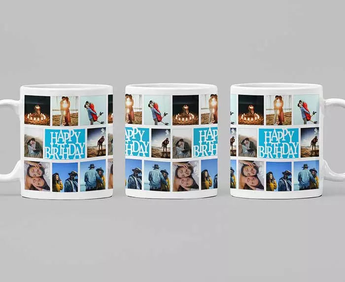 Personalised 16 Photo Happy Birthday Collage Mug