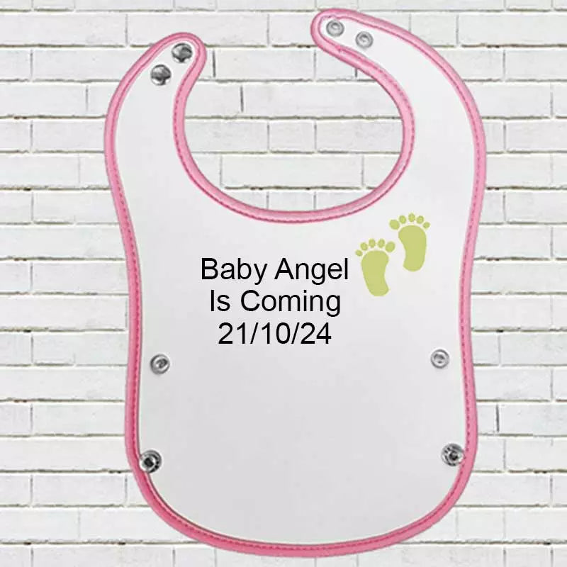 Pink Pocket Baby Bib with 'Angel is Coming' Design