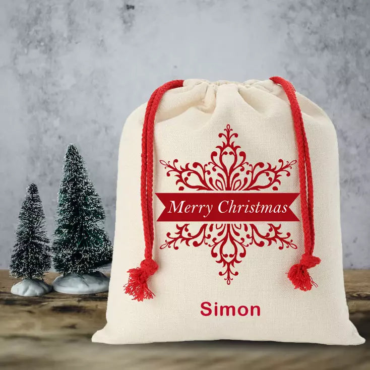 Personalised Premium Linen Christmas Sack - 9 Designs