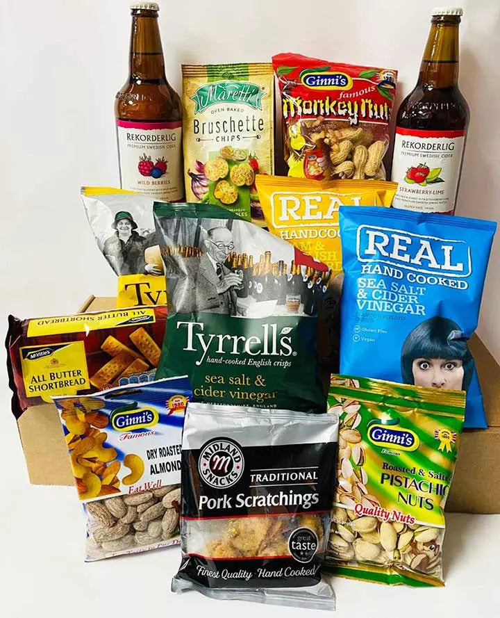 Rekorderlig (Swedish Cider) and Snacks Hamper with Personalised Christmas Card
