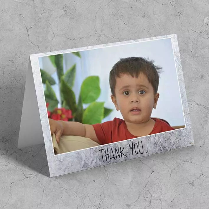 Personalised Grey Folded Photo Card with Message