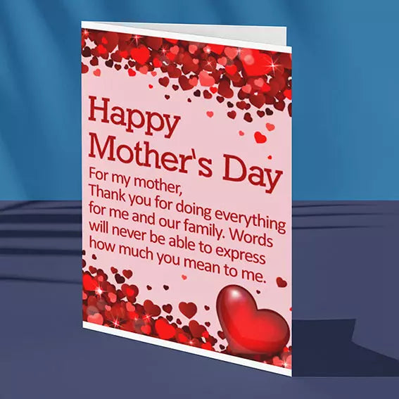 Personalised Photo Folded Card for Mother's Day - Hearts Design