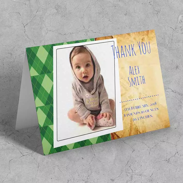 Personalised Green & Yellow Background Photo Folded Card