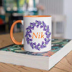 Personalised Purple Wreath Name Mug