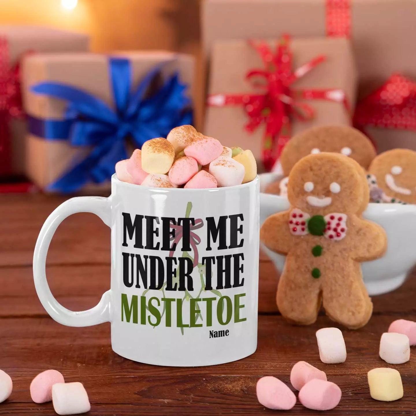 Meet Me Under The Mistletoe - Personalised Christmas Mug