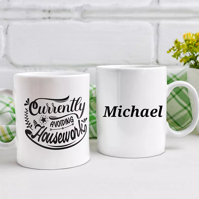 Currently Avoiding Housework Personalised Funny Mug
